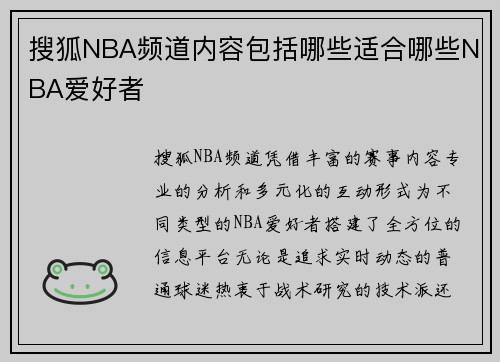 搜狐NBA频道内容包括哪些适合哪些NBA爱好者